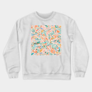 Tropical Cut-Out Shapes in Mint and Orange Crewneck Sweatshirt